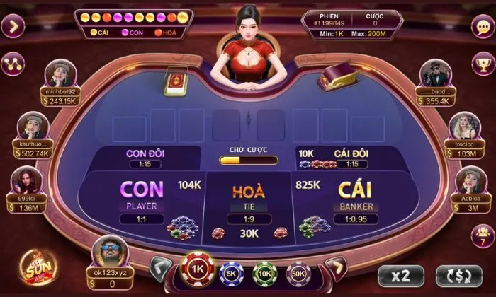 Thiết kế giao diện đẹp mắt cùng hệ thống âm thanh sống động của Baccarat Kim Tài Sunwin