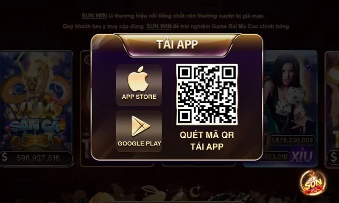 Quét mã QR để tải app Sunwin về máy hệ điều hành Android